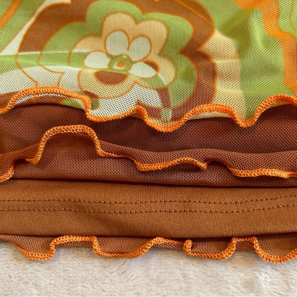 Wild Fable Orange Floral Adjustable Hippie Skirt- XS - Picture 3 of 5